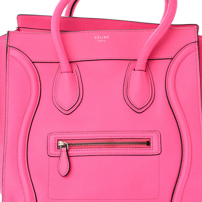 Celine Drummed Calfskin Mini Luggage Fluo Pink 7 of 10