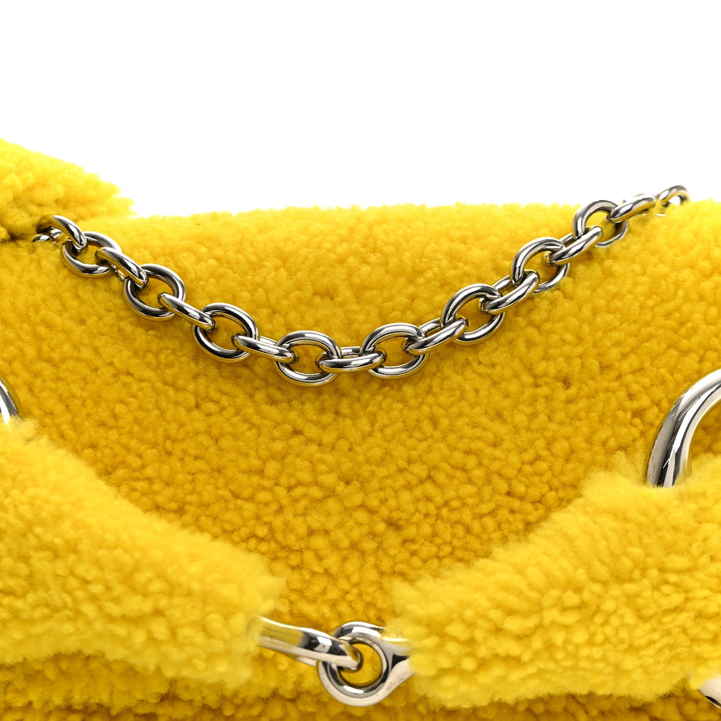 Merino Wool Medium Maxi Horsebit Chain Shoulder Bag Yellow