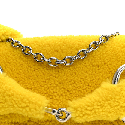 Gucci Merino Wool Medium Maxi Horsebit Chain Shoulder Bag Yellow 7 of 9