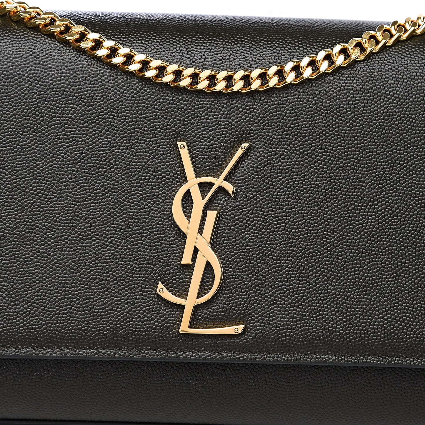 Grain De Poudre Medium Classic Monogram Kate Satchel Dark Tea