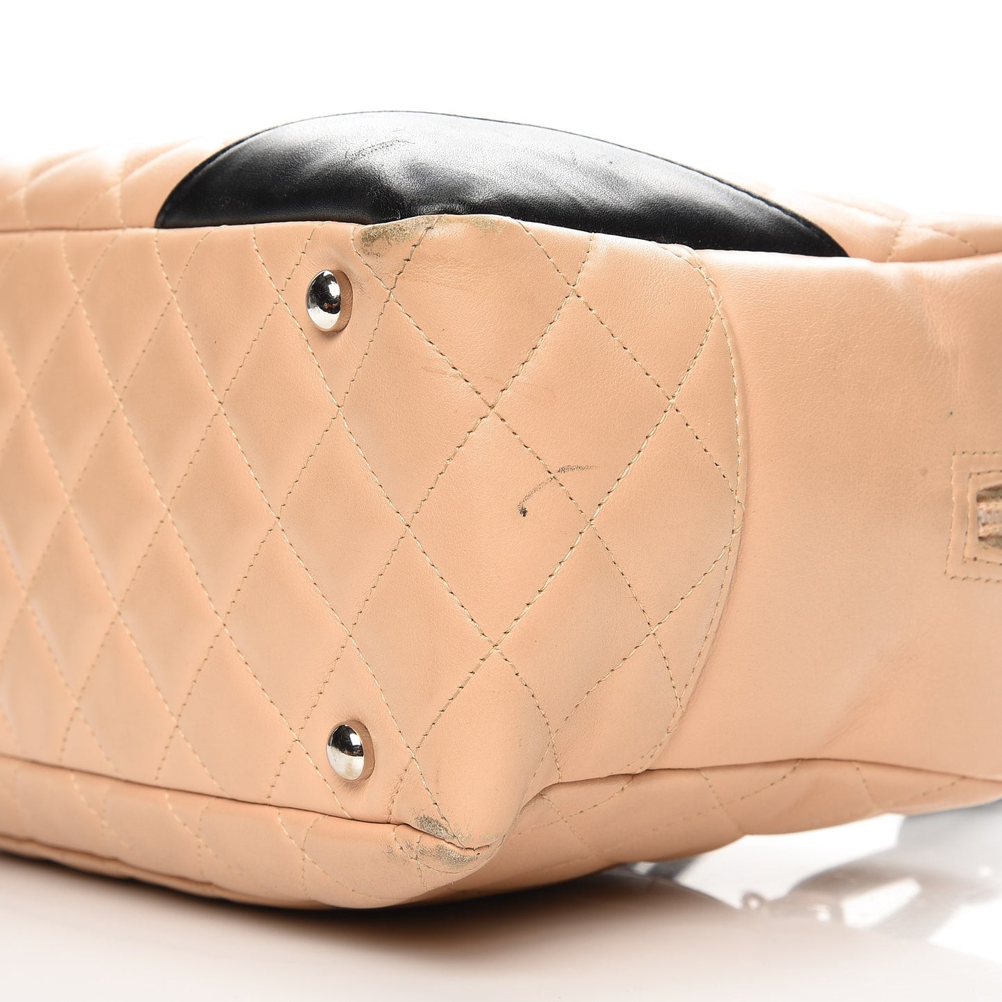 Calfskin Quilted Large Cambon Bowler Beige Black