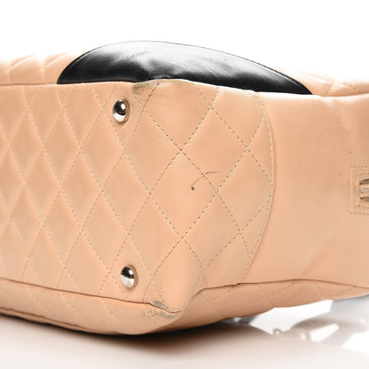 Chanel Calfskin Quilted Large Cambon Bowler Beige Black 16 of 17
