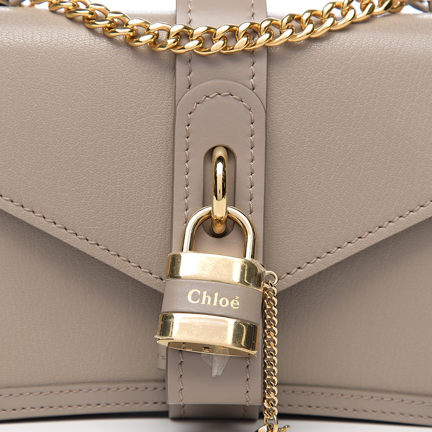 Shiny Goatskin Calfskin Aby Chain Shoulder Bag Motty Grey