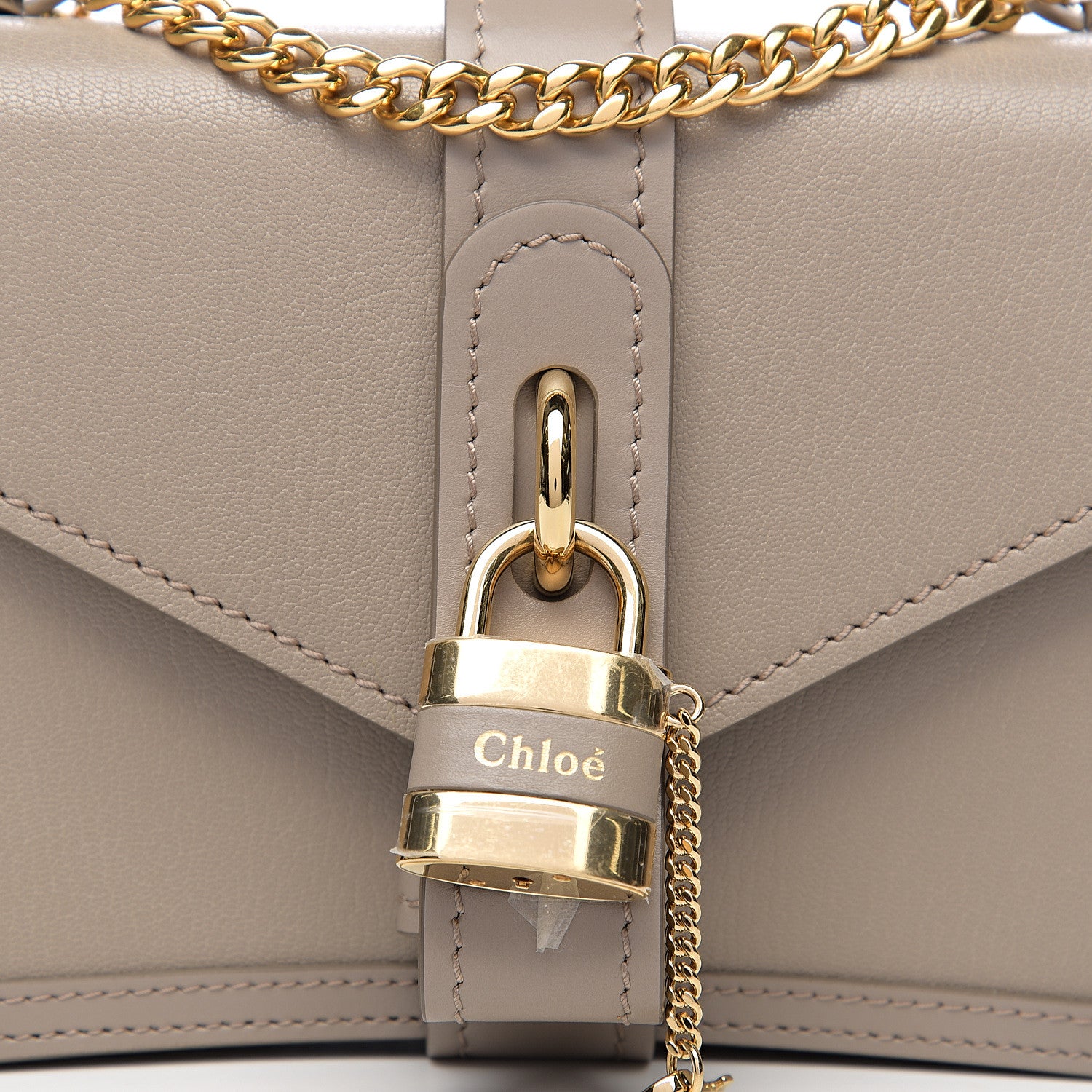 Chloe Shiny Goatskin Calfskin Aby Chain Shoulder Bag Motty Grey 8 of 8