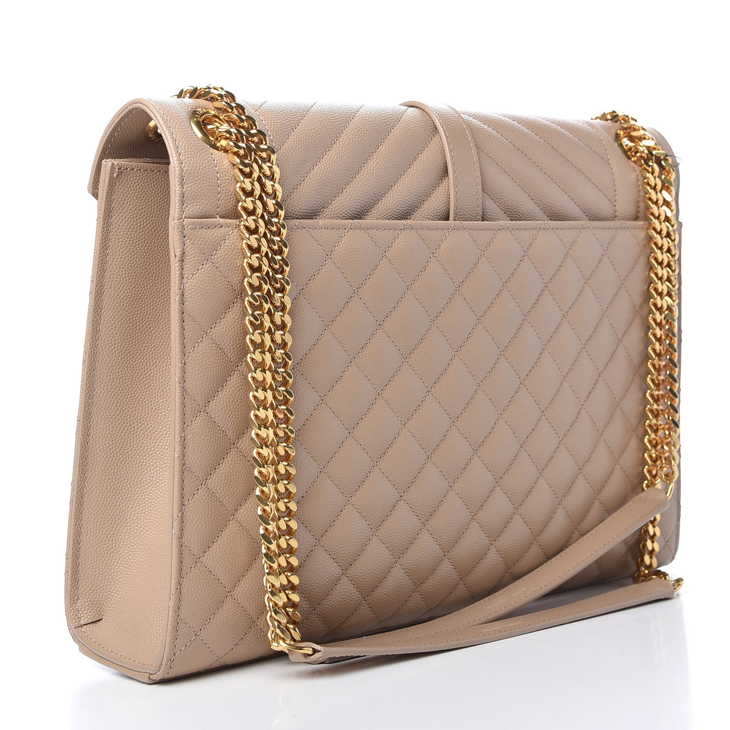 Grain De Poudre Mixed Matelasse Large Triquilt Monogram Satchel Dark Beige