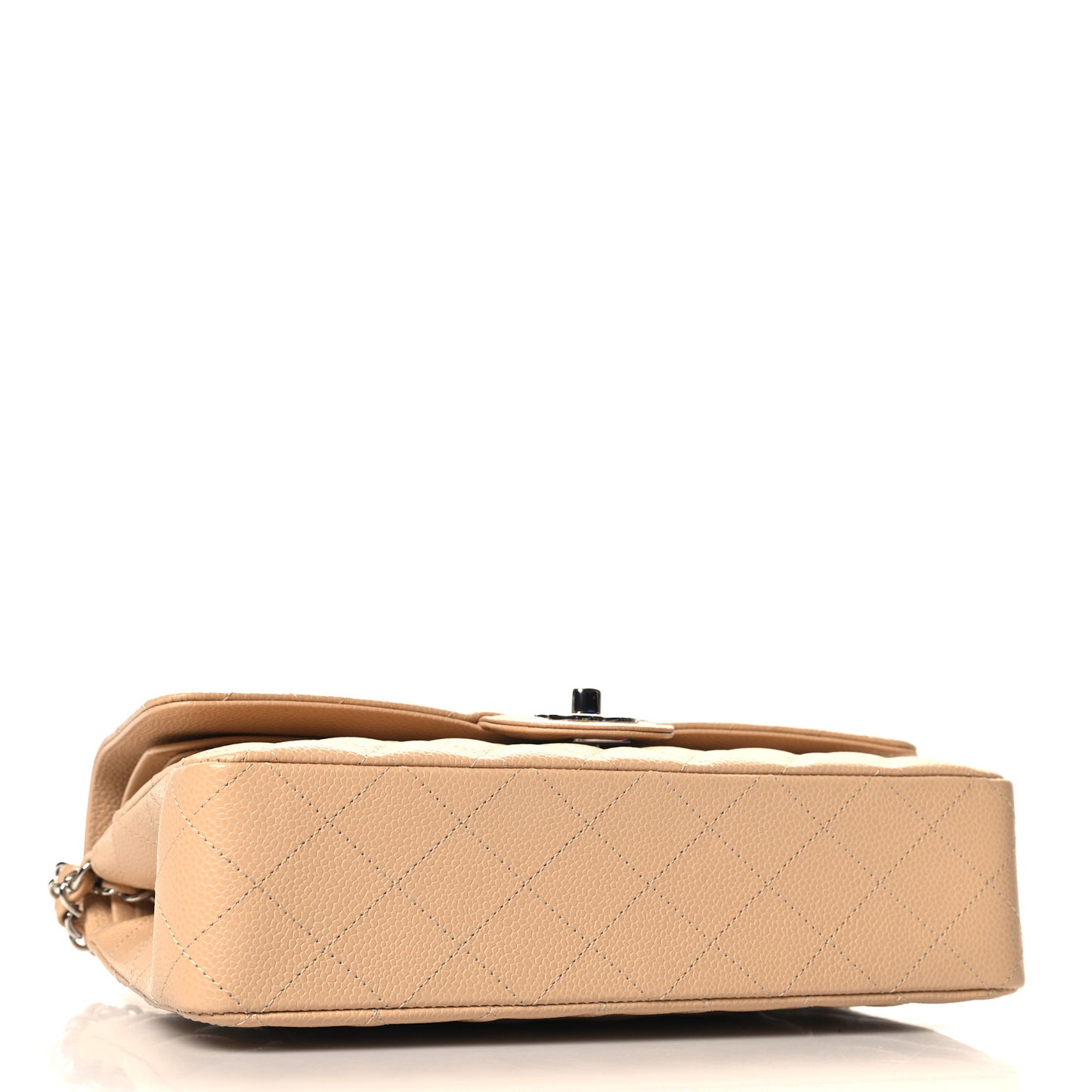 Lambskin Quilted Medium Double Flap Beige
