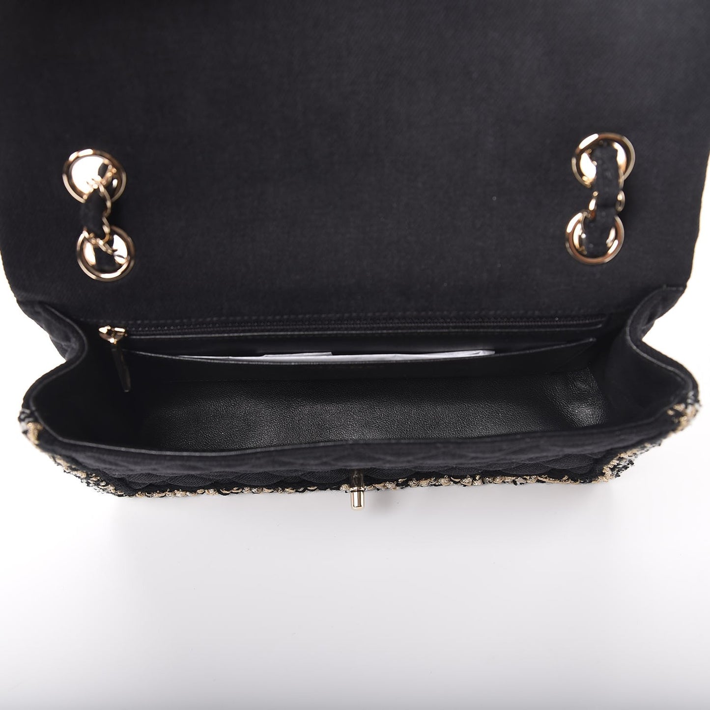 Denim Braided Medium Flap Bag Black