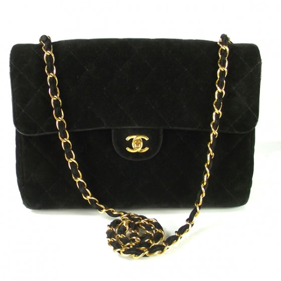 Chanel Suede Quilted Jumbo Flap Black 1 of 10