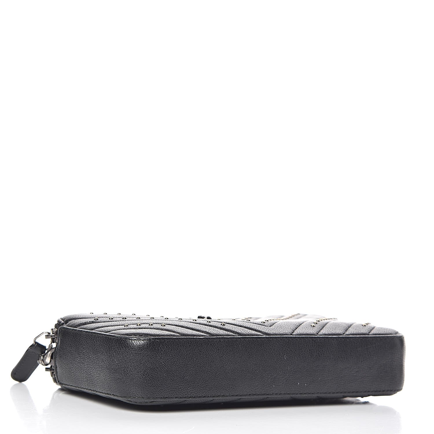 Chanel Sheepskin Chevron Quilted Studded Reissue Small Clutch With Chain Black 4 of 15