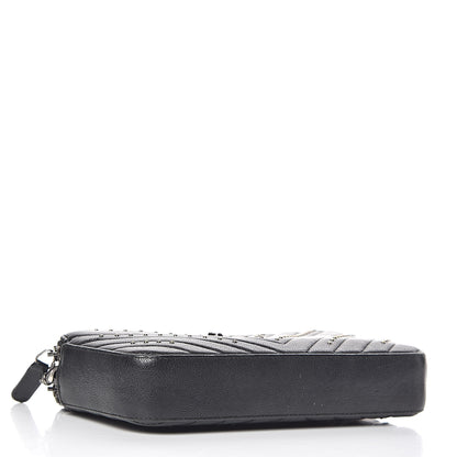 Chanel Sheepskin Chevron Quilted Studded Reissue Small Clutch With Chain Black 4 of 15