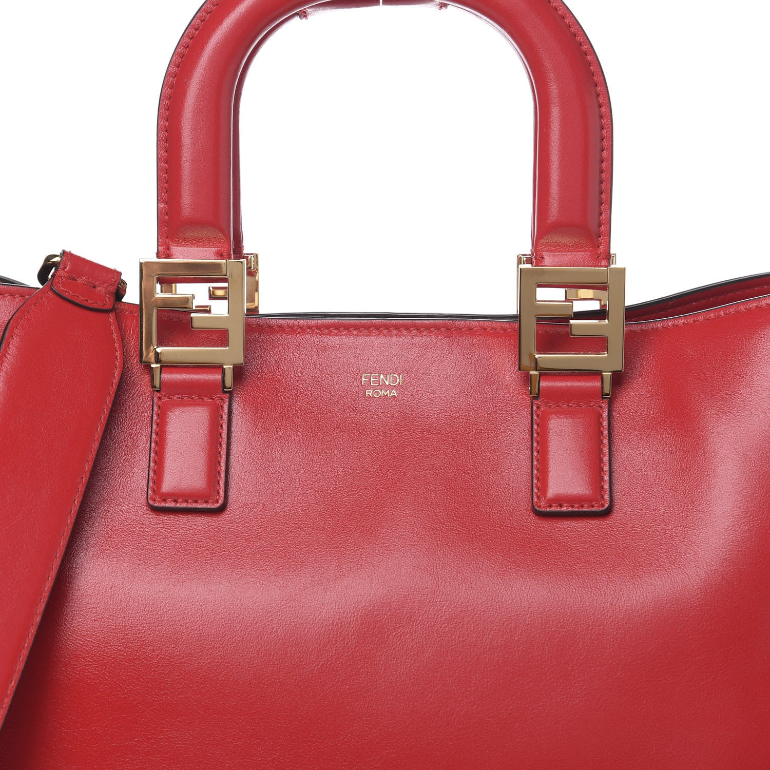 Fendi Vitello Glacier Medium FF Tote Rosso Cardinale 8 of 8