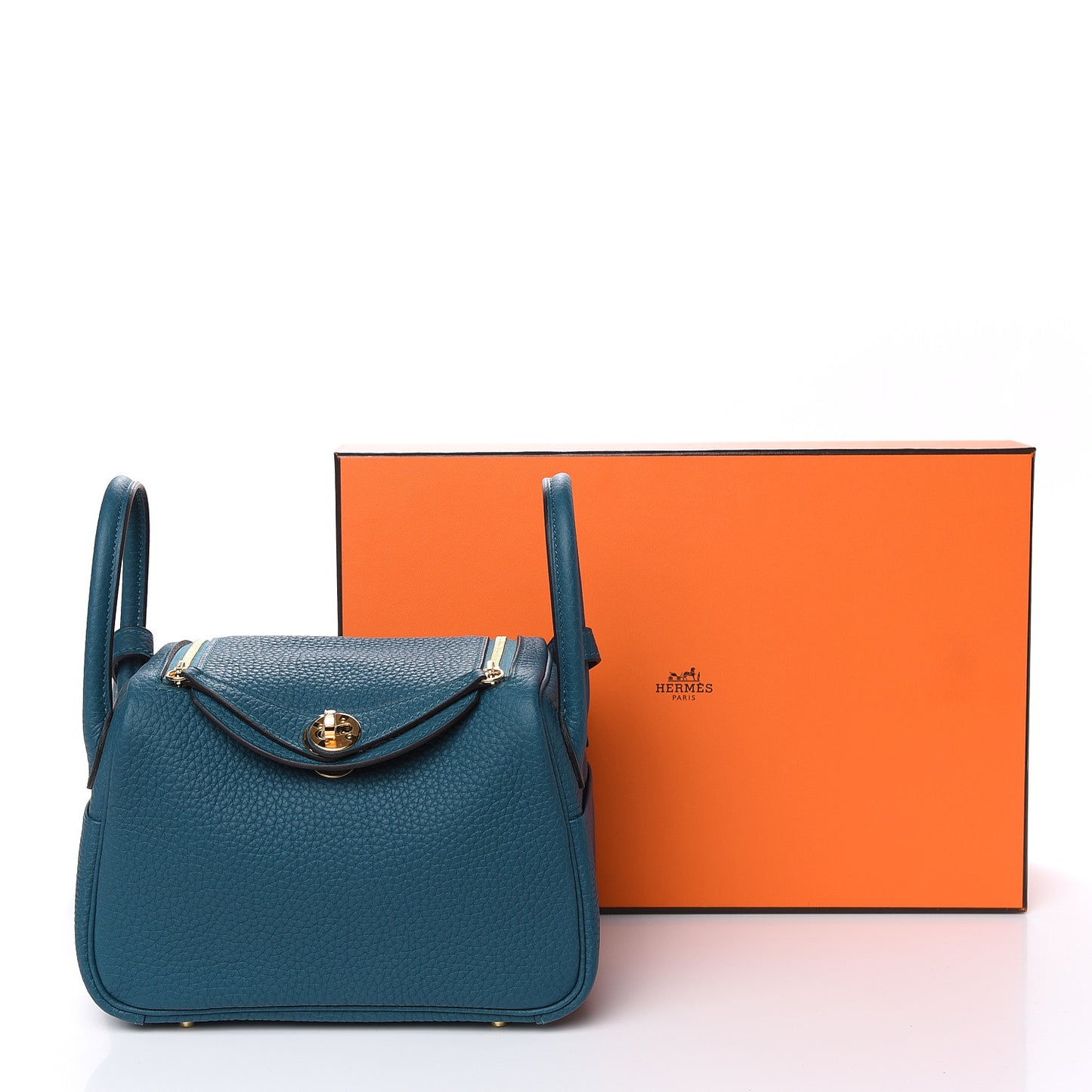 Taurillon Clemence Mini Lindy 20 Vert Bosphore