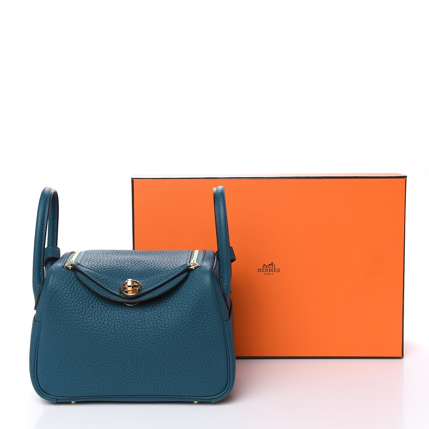 Hermes Taurillon Clemence Mini Lindy 20 Vert Bosphore 11 of 11