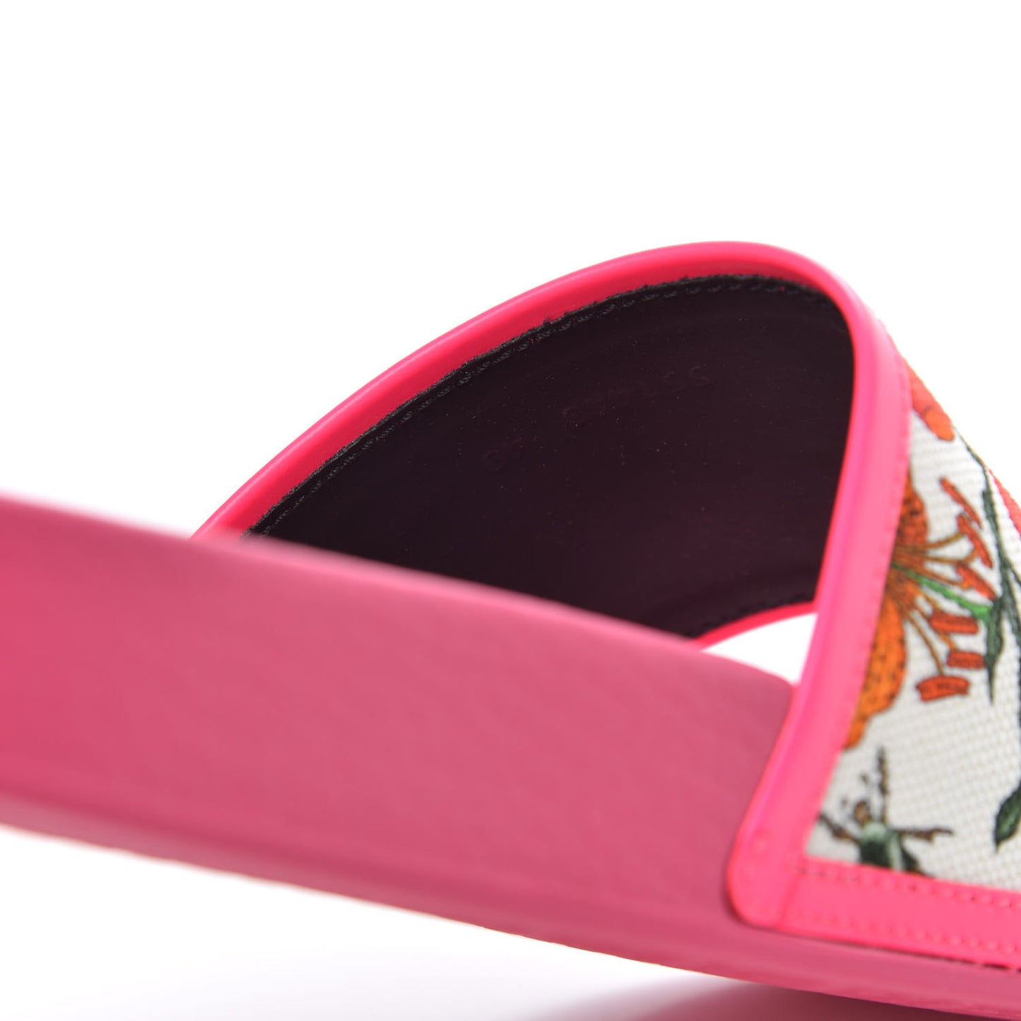 Canvas Flora Print Slide Sandals 40 Fluorescent Fuchsia