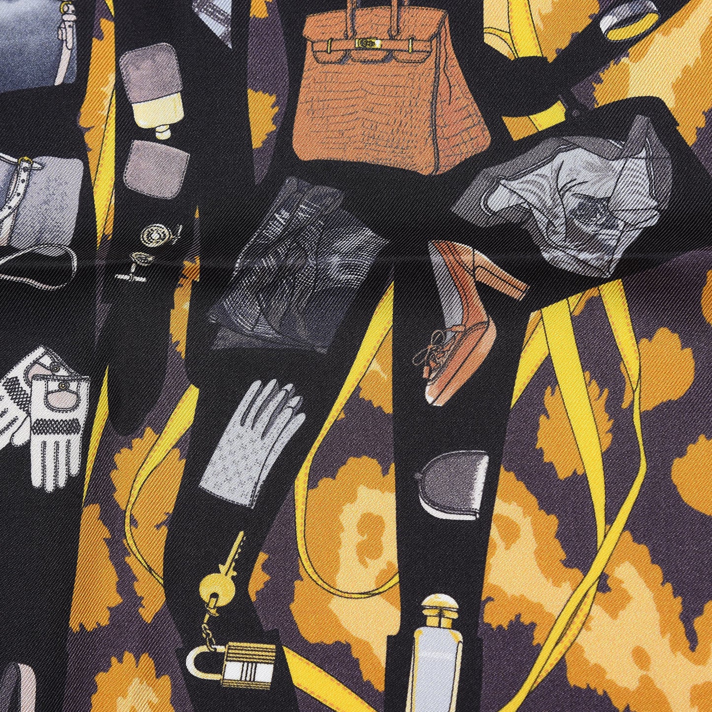 Silk Gavroche Monsieur et Madame Pocket Square Scarf Ebene Prune Or