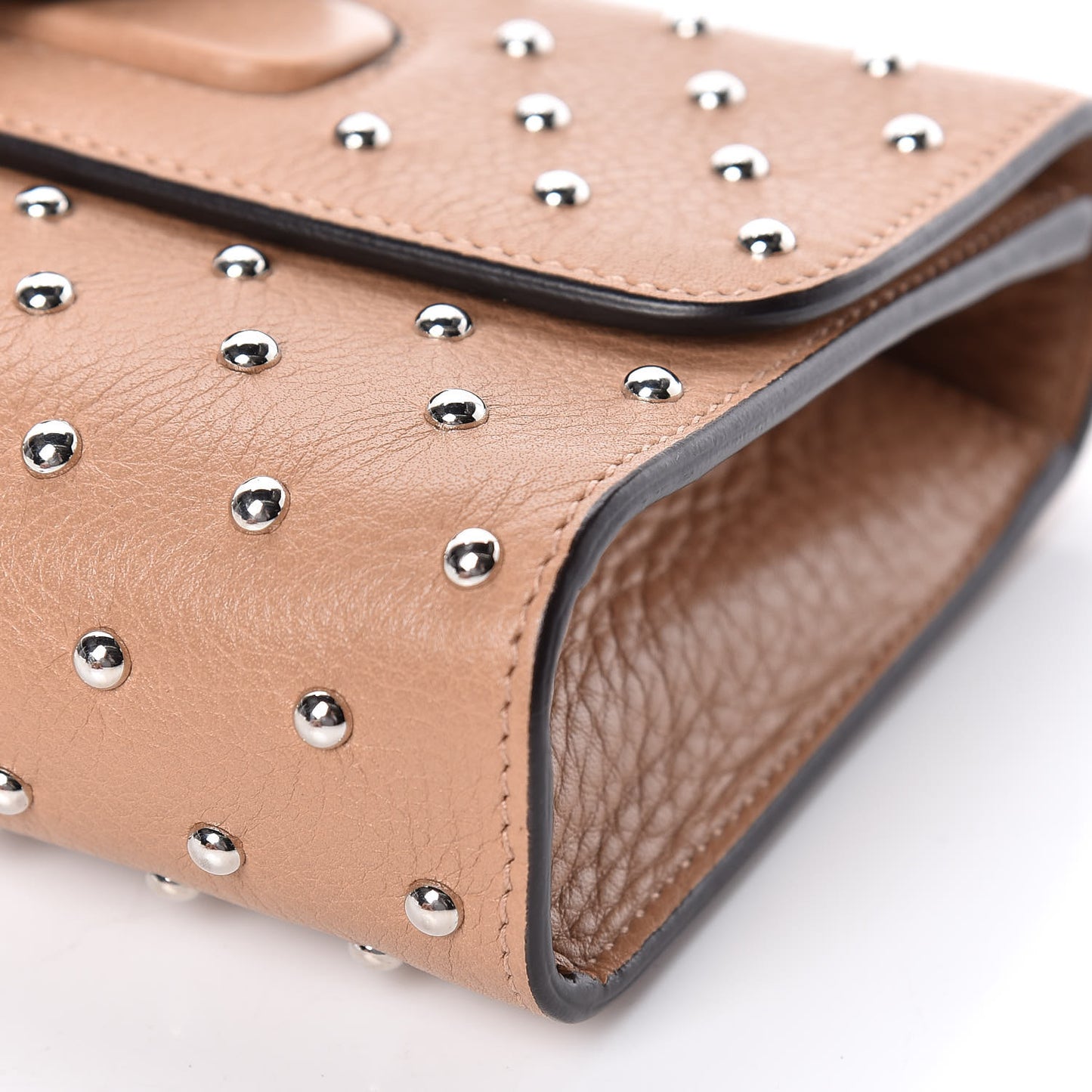 Calfskin Studded Small Miss Bamboo Shoulder Bag Camelia