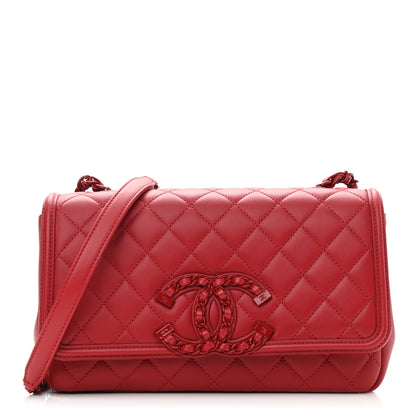 Chanel Lambskin Quilted Medium CC Filigree Flap Dark Red 1 of 10