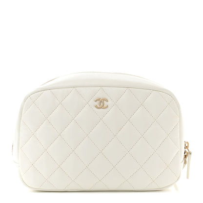 Chanel Caviar Quilted Medium Curvy Pouch Cosmetic Case White 1 of 11