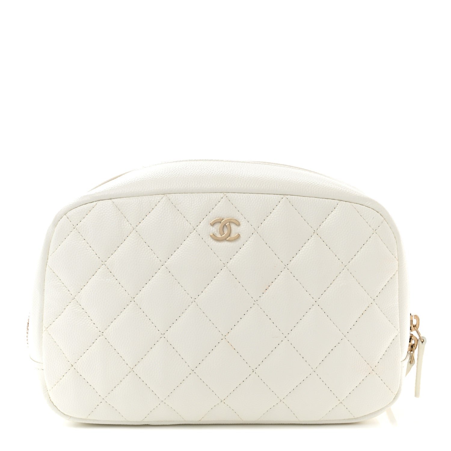 Chanel Caviar Quilted Medium Curvy Pouch Cosmetic Case White 1 of 11