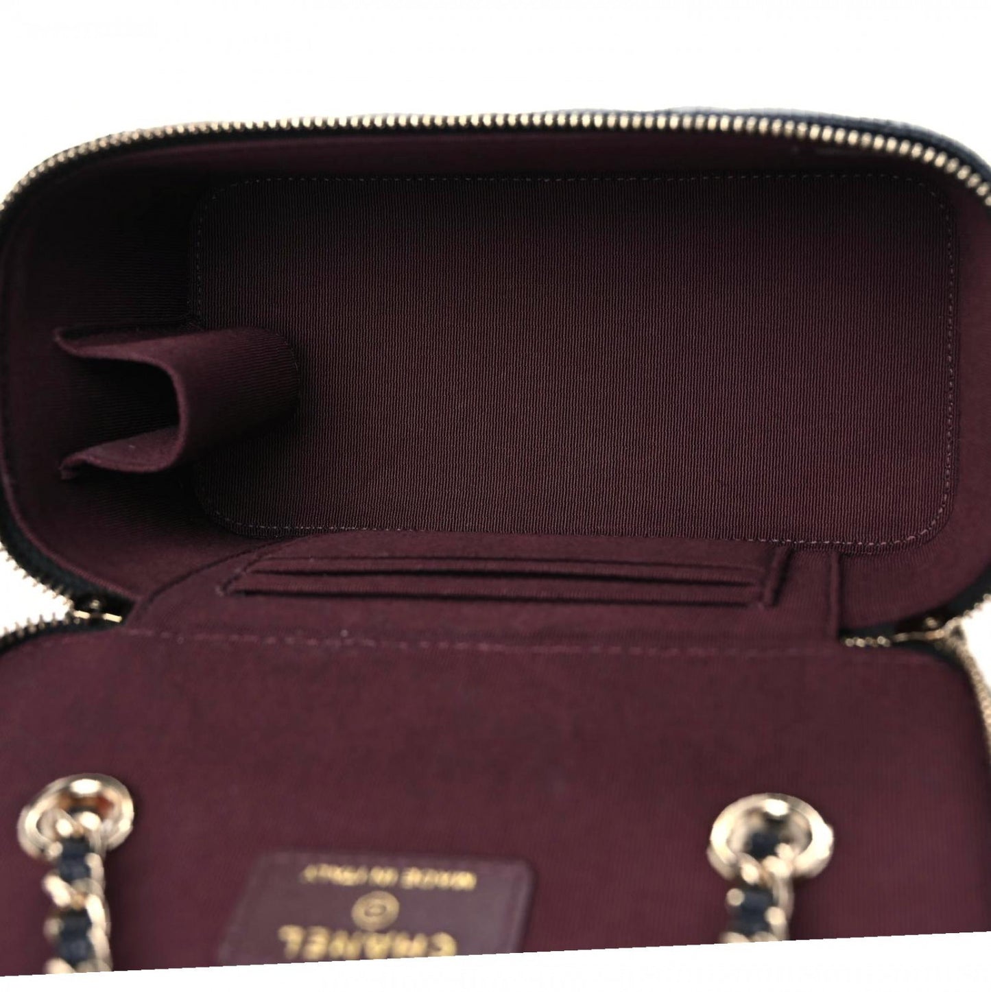 Caviar Quilted Small Vanity Case With Chain Black