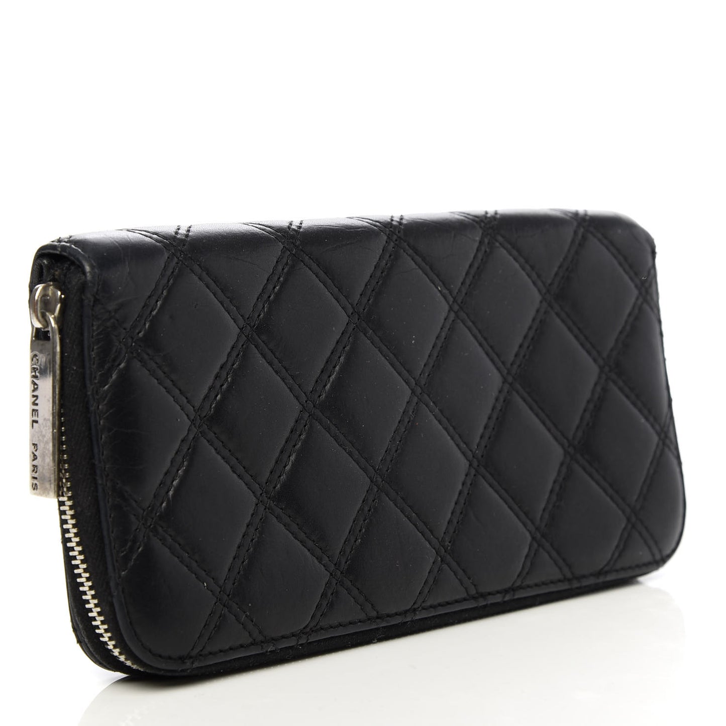 Aged Calfskin Quilted Paris New York PNY Wallet Black