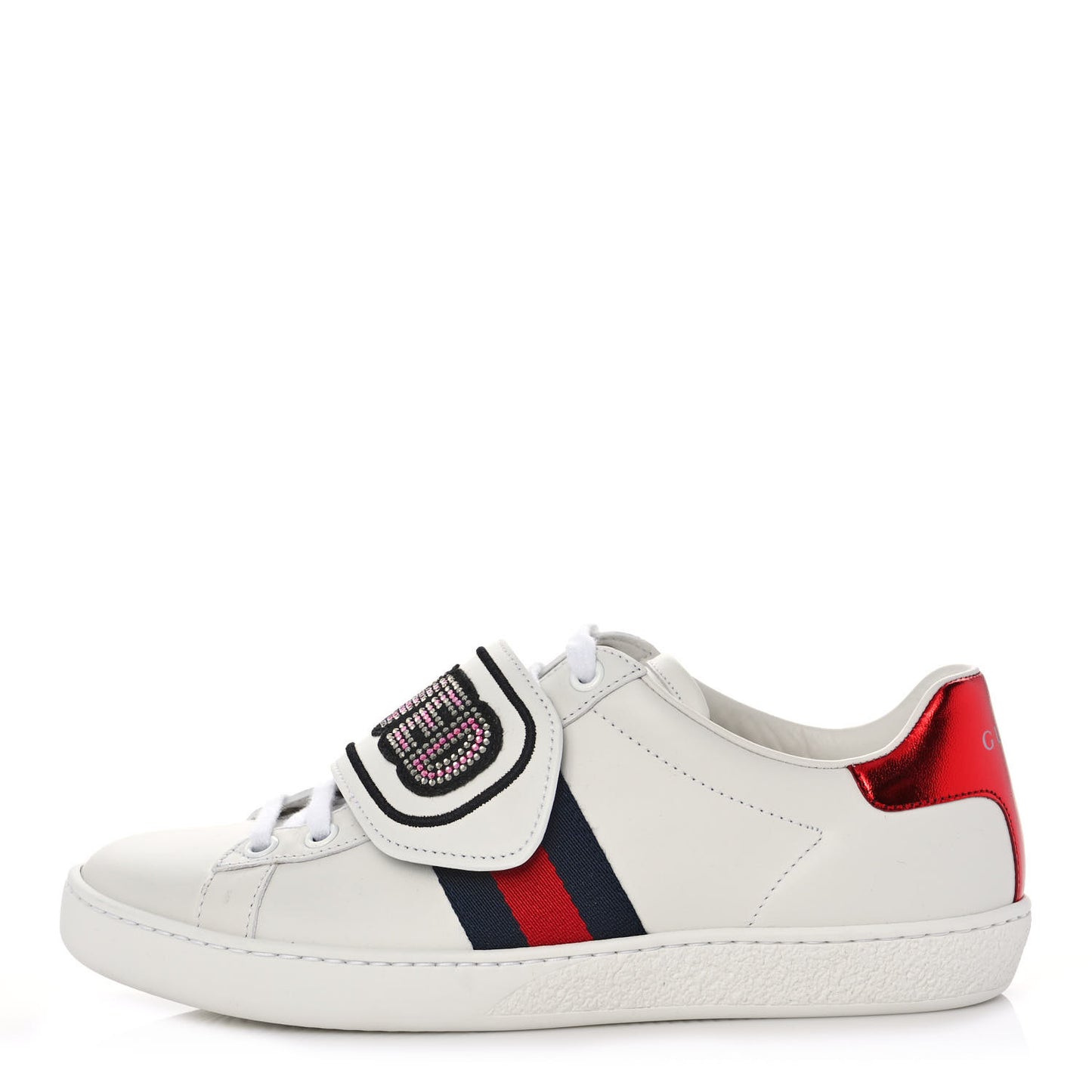Calfskin Ayers Web Crystal LOVED Womens New Ace Sneakers 36 White