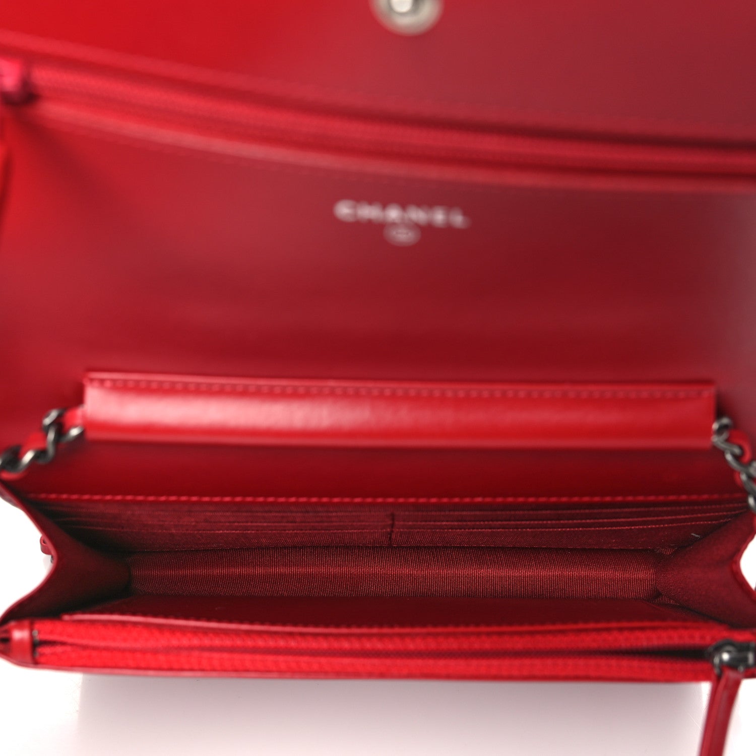 Chanel Glazed Calfskin Quilted Coco Boy Wallet On Chain WOC Red 5 of 12