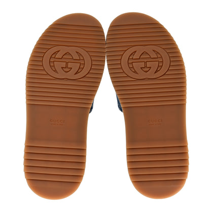 Gucci New Denim GG Monogram Angelina Platform 55mm Slide Sandals 38.5 Blue Tea 5 of 9