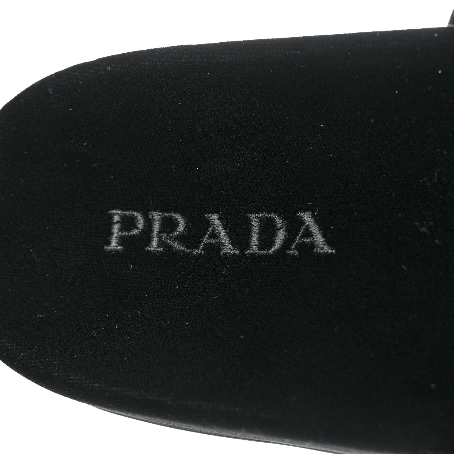 Prada Velvet Logo Lug Sole 20mm Slide Sandals 38 Black 7 of 9