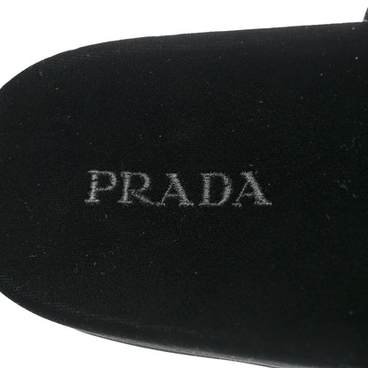Prada Velvet Logo Lug Sole 20mm Slide Sandals 38 Black 7 of 9