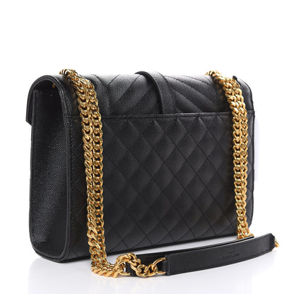 Saint Laurent Grain De Poudre Textured Mixed Matelasse Triquilt Medium Monogram Satchel Black 3 of 10