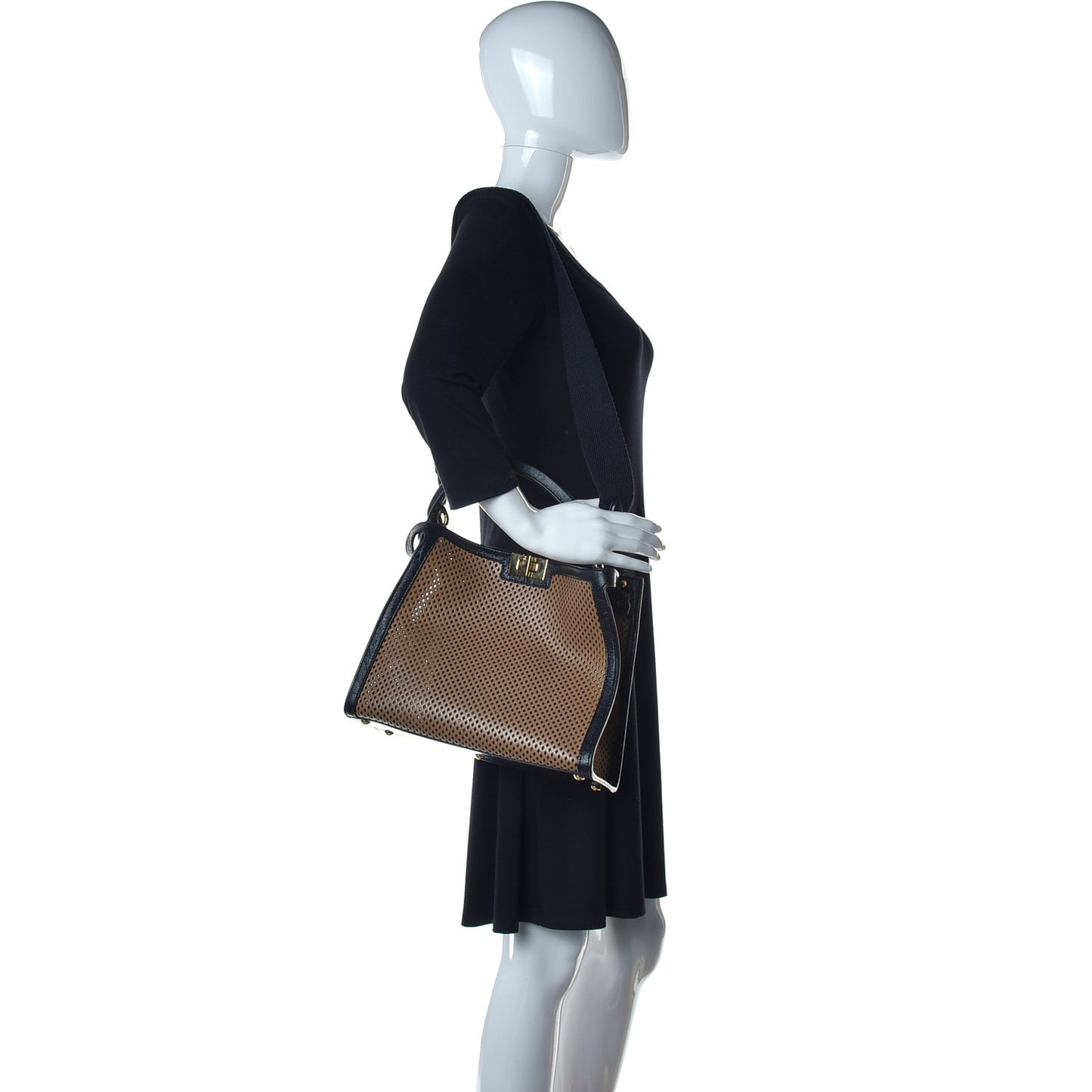 Vitello Liberty Glossy Lambskin Perforated Medium Peekaboo X-Lite White Ice Rust Maya