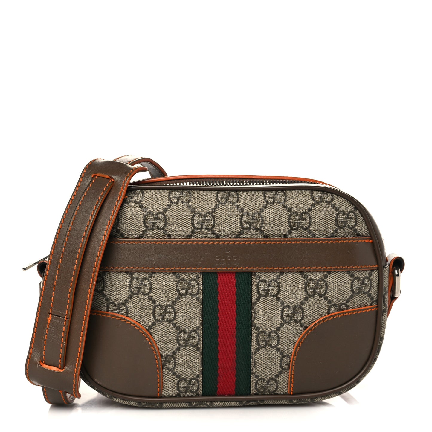 GG Supreme Monogram Web Small Shoulder Bag Brown