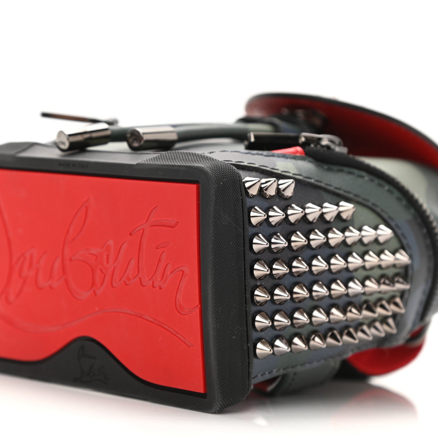 Christian Louboutin Calfskin Spiked Camouflage Mini Explorafunk Keyring Bag Multicolor 9 of 9