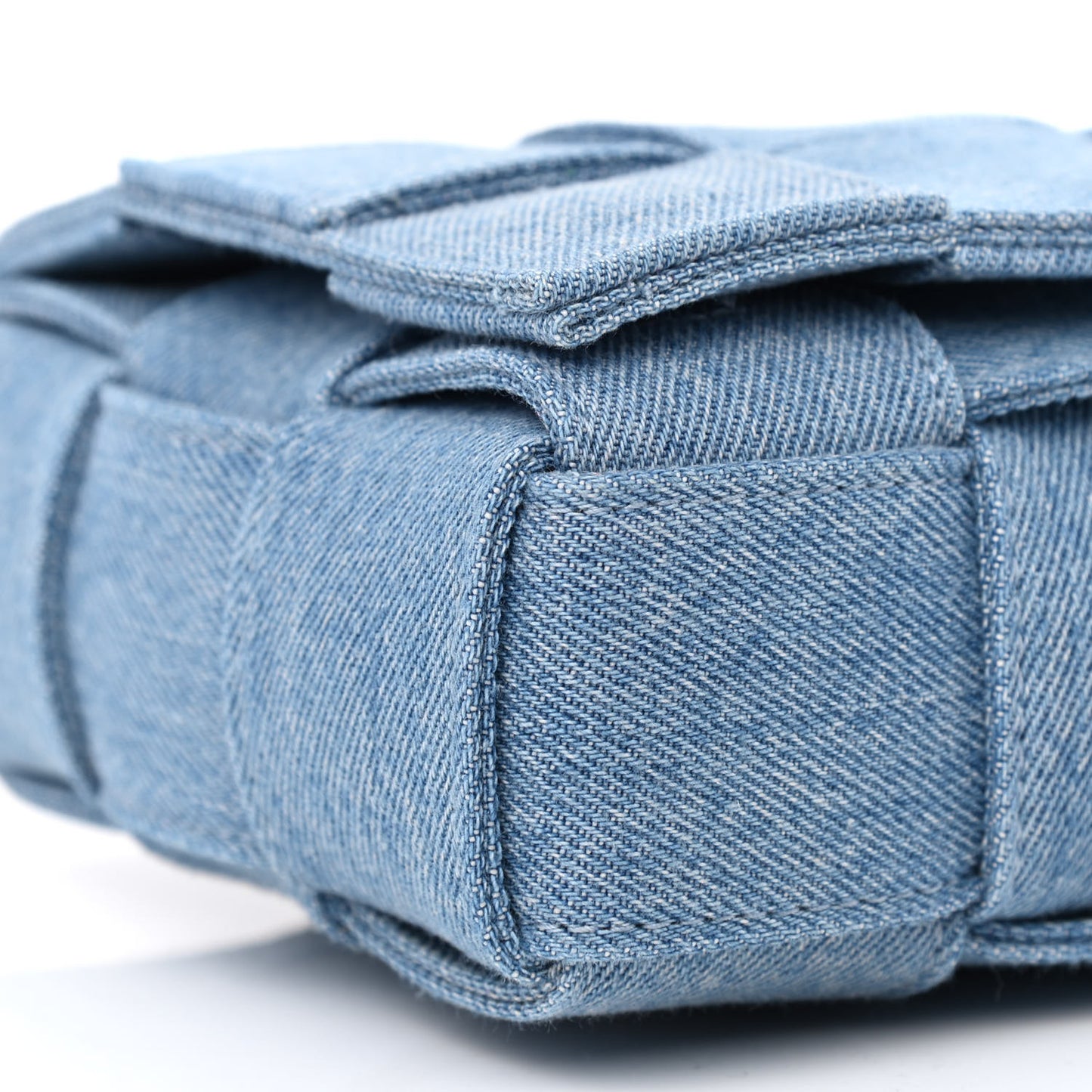 Denim Maxi Intrecciato Cassette Crossbody Bag Washed Indigo