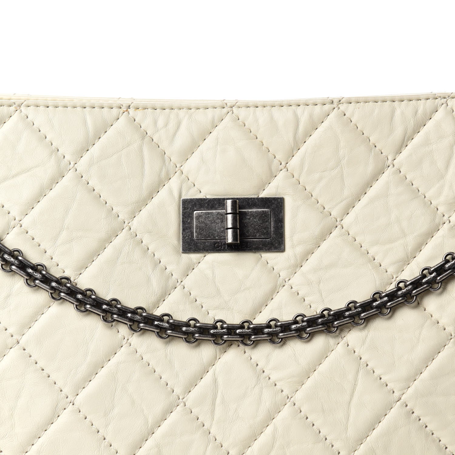 Chanel Aged Calfskin Quilted Reissue 2.55 Tote Ivory 10 of 11