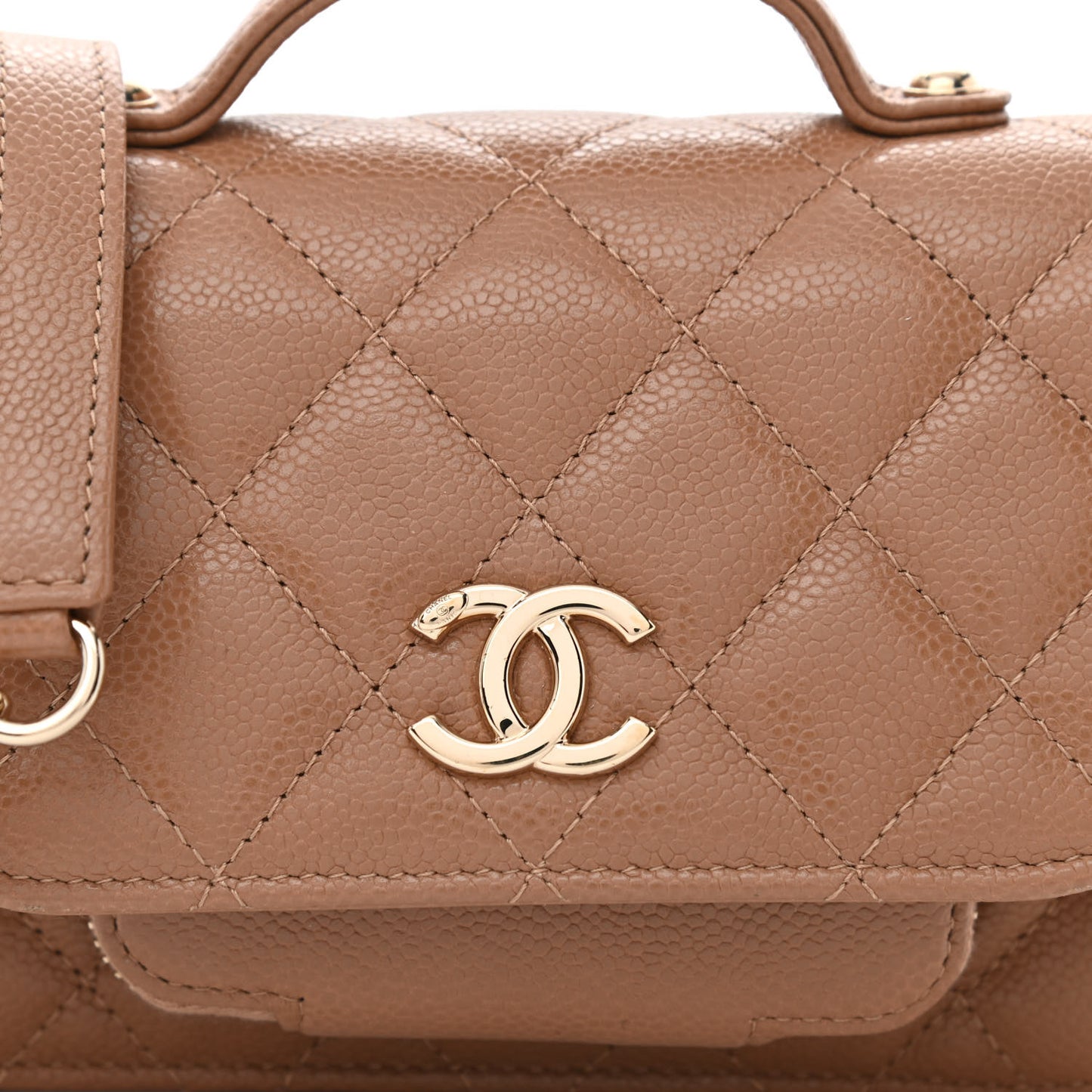 Caviar Quilted Business Affinity Clutch With Chain Flap Dark Beige