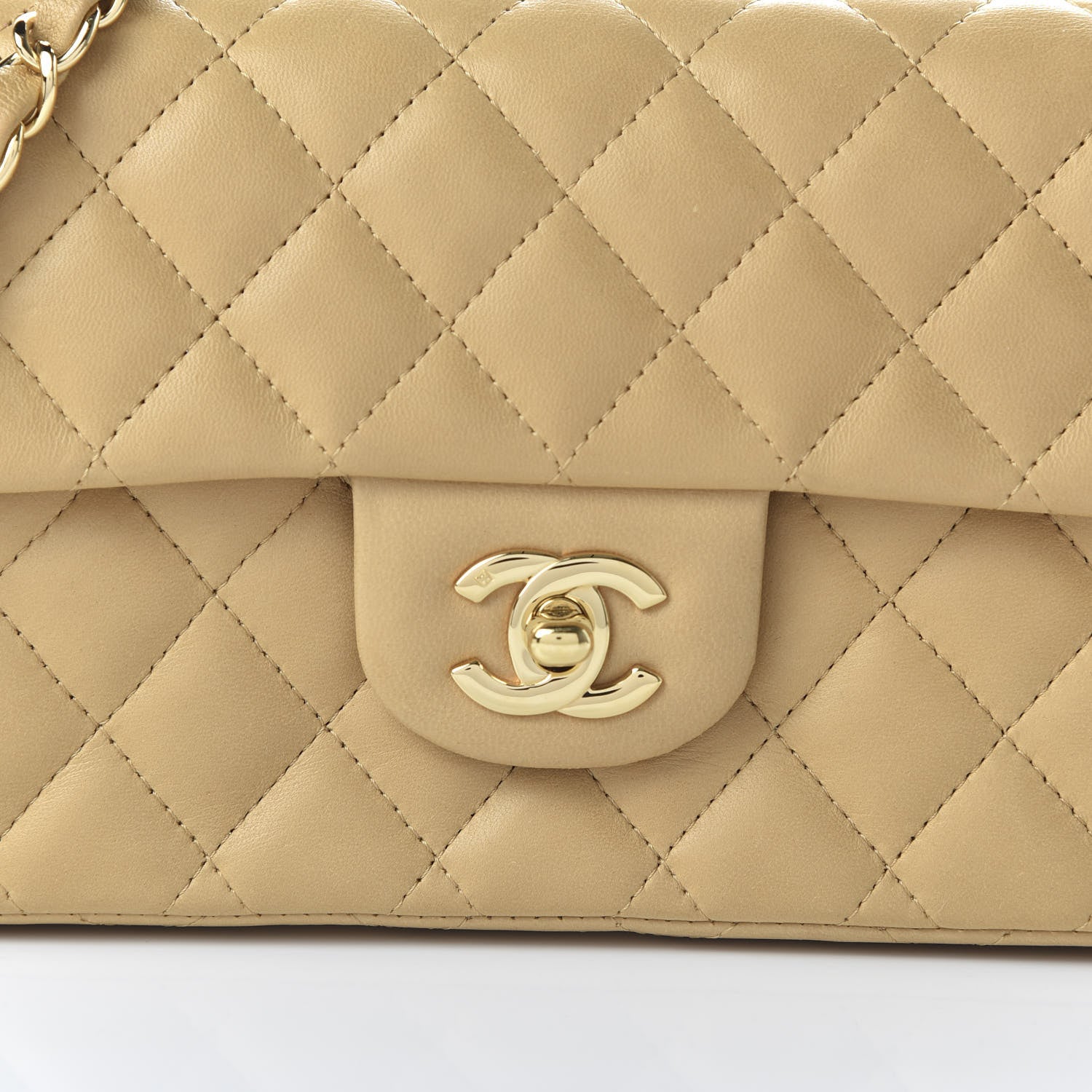 Chanel Lambskin Quilted East West Flap Beige 10 of 11