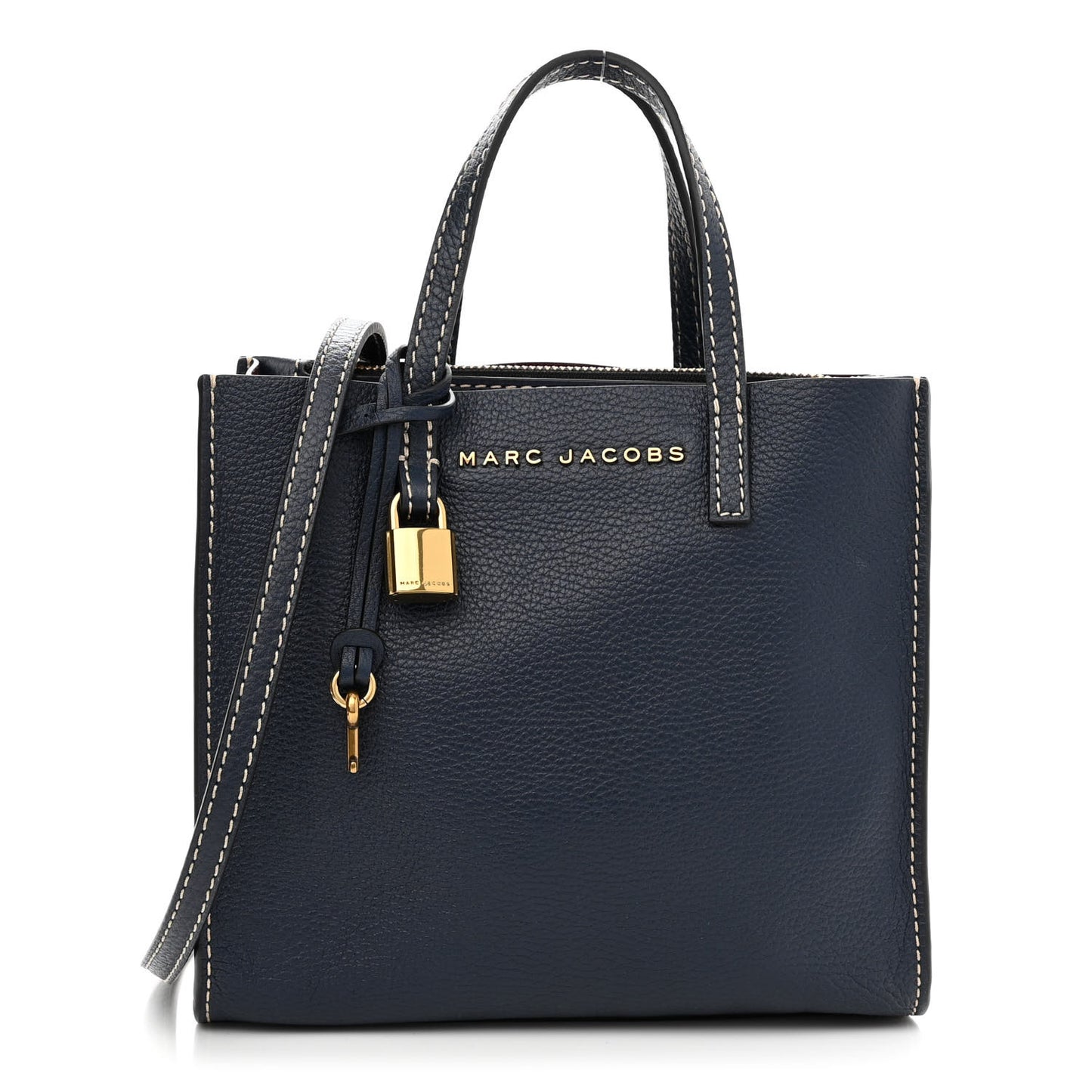 Calfskin Mini Grid Tote Bag Blue