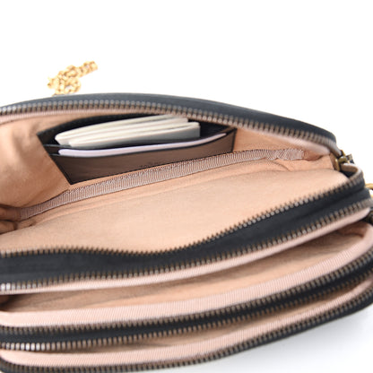 Gucci Calfskin Matelasse Mini GG Marmont Chain Crossbody Bag Black 4 of 12