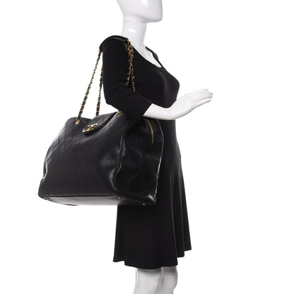 Chanel Calfskin Stitched XL Weekender Black 2 of 12