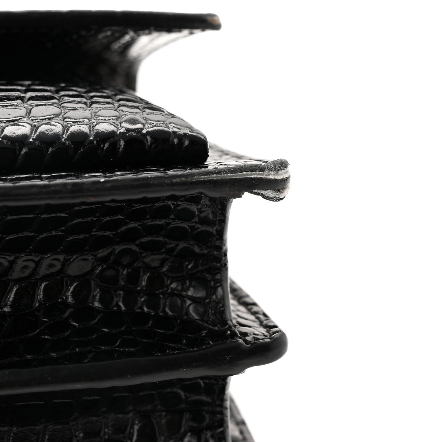 Calfskin Crocodile Embossed Medium Monogram Sunset Black