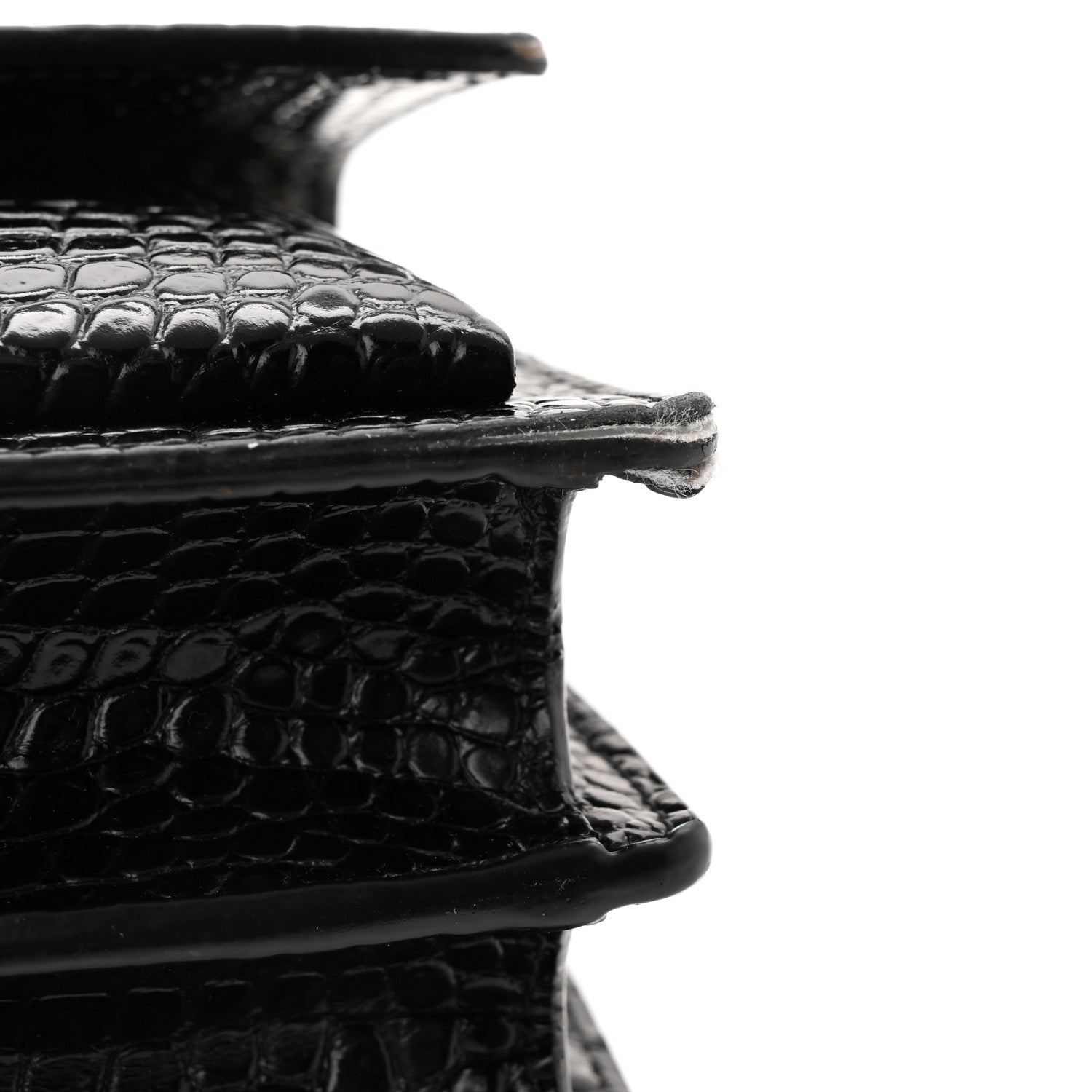 Saint Laurent Calfskin Crocodile Embossed Medium Monogram Sunset Black 12 of 12