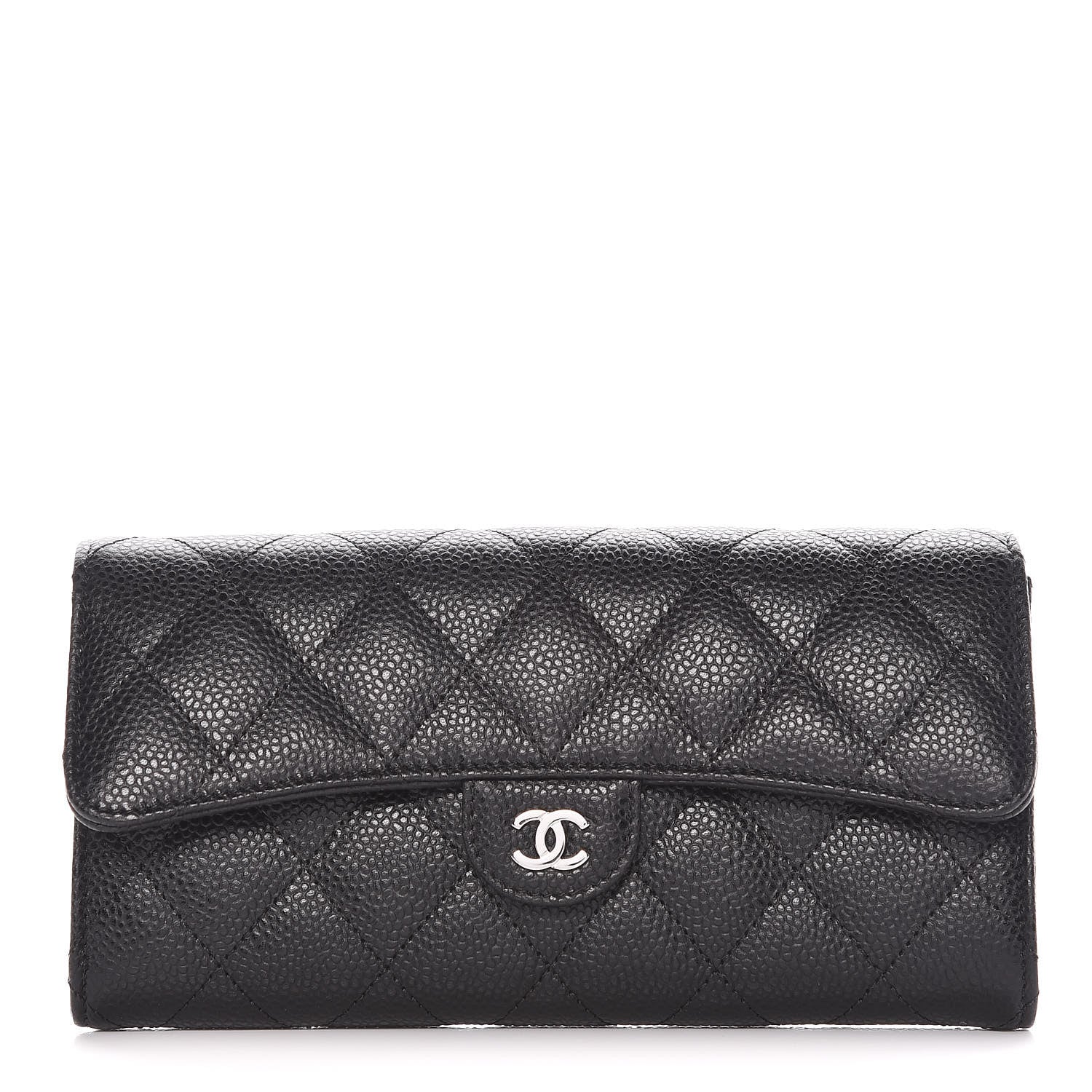 Chanel Caviar Quilted Large Gusset Flap Wallet Black 1 of 11