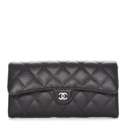 Chanel Caviar Quilted Large Gusset Flap Wallet Black 1 of 11