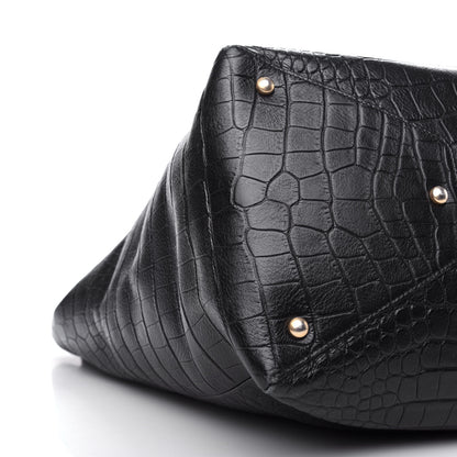 Chanel Calfskin Crocodile Embossed Large Cocodile Shopping Tote Black 8 of 10
