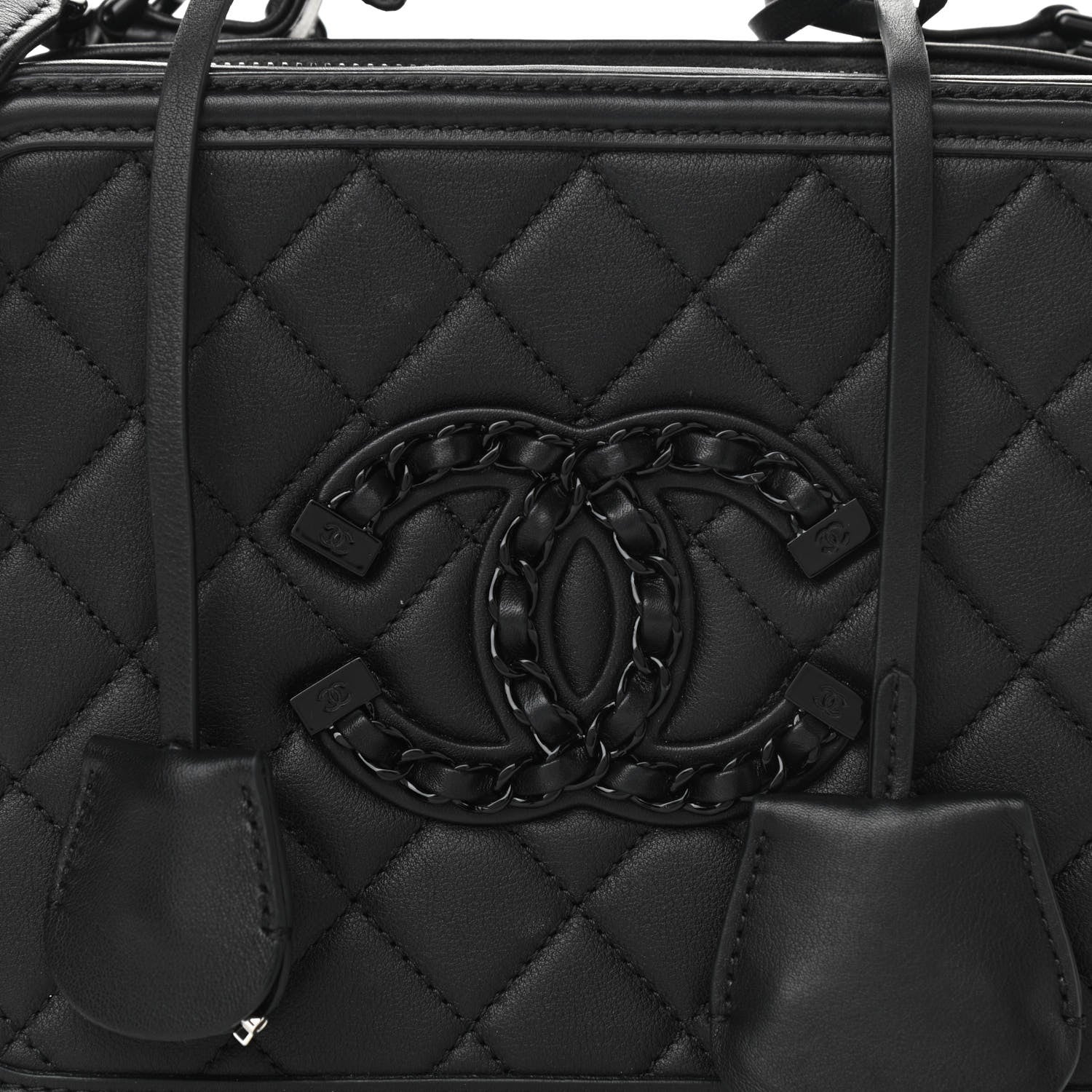Chanel Lambskin Quilted Medium CC Filigree Vanity Case Black 10 of 11