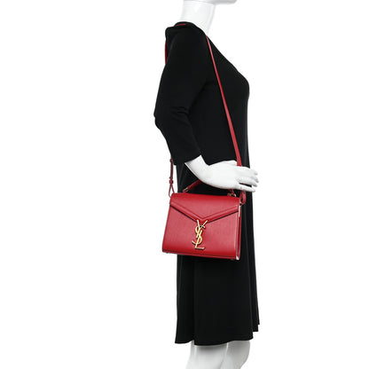Saint Laurent Grain de Poudre Mini Classic Monogram Cassandra Top Handle Rouge Eros 2 of 11