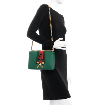 Gucci Calfskin Peony Medium Chain Shoulder Bag Bottle Green 2 of 11