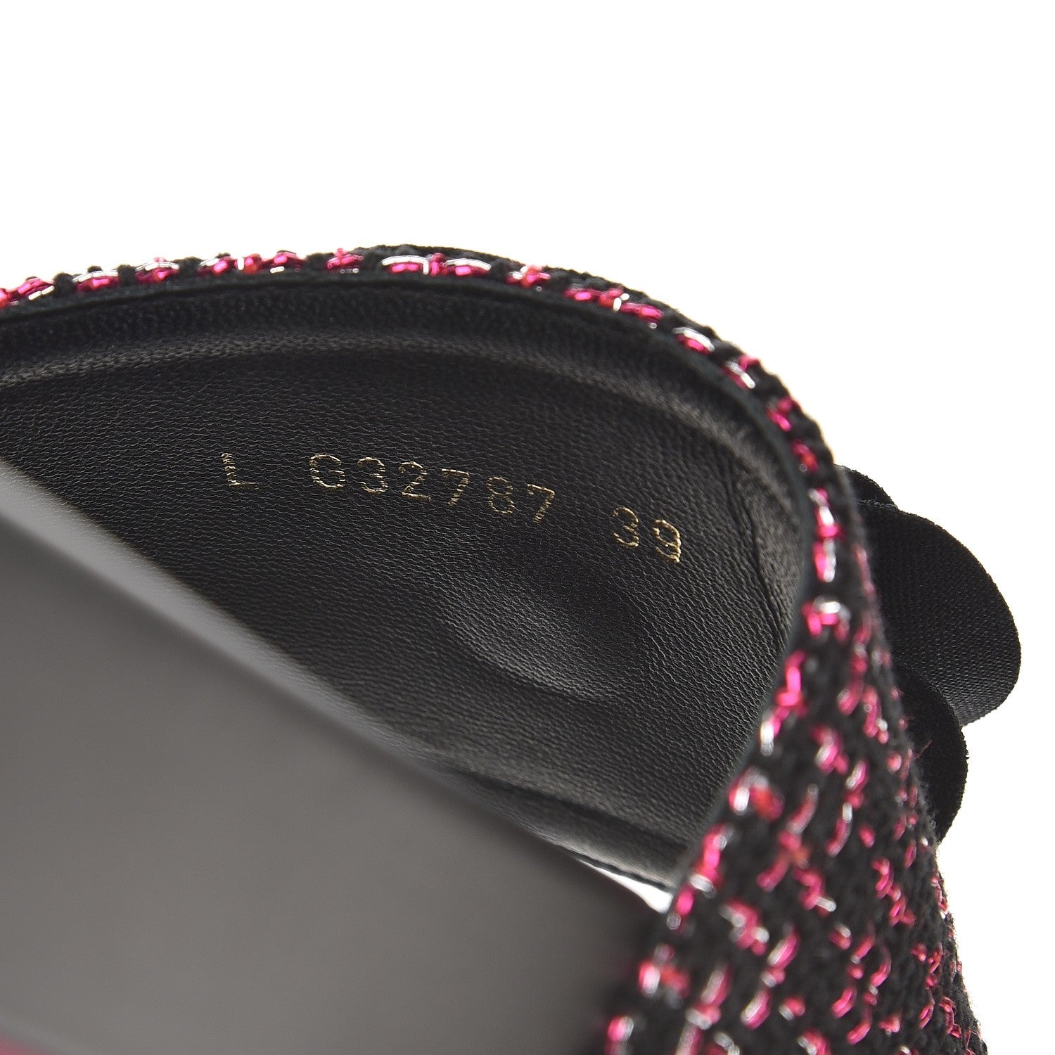 Chanel Tweed Grosgrain Camellia CC Flat Mules 39 Black Pink 7 of 9